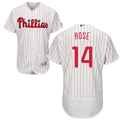 Philadelphia Phillies #14 Pete Rose White(Red Strip) Flexbase Authentic Collection Stitched Jersey Men's