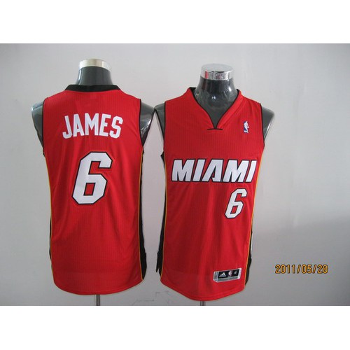 Miami Heat #6 LeBron James Revolution 30 Red Stitched Jersey Mens