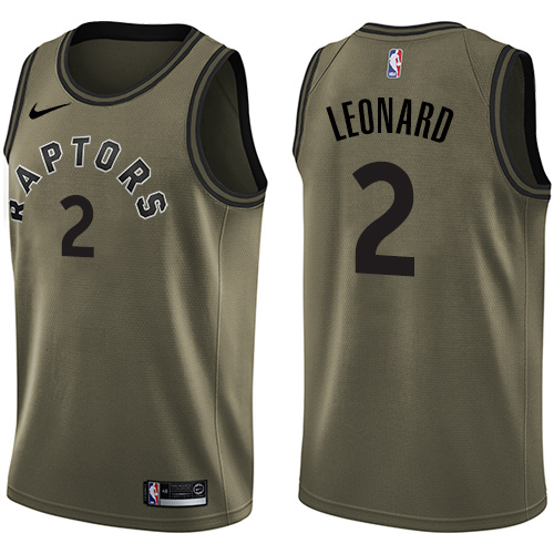Toronto Raptors #2 Kawhi Leonard Green Swingman Salute to Service Jersey Mens