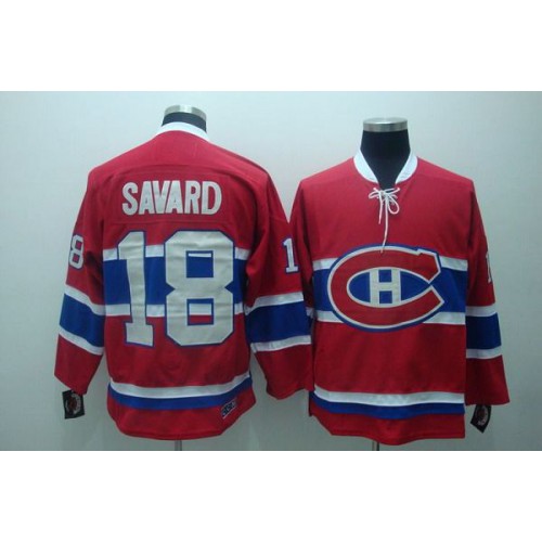 Montreal Canadiens #18 Serge Savard Stitched Red CH CCM Throwback Jersey Men's