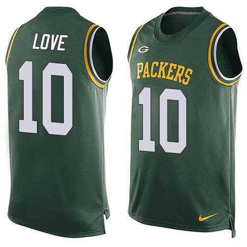 Packers #10 Jordan Love Green Team Color Men's Stitched Limited Tank Top Jersey