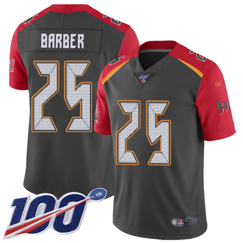 Tampa Bay Buccaneers #25 Peyton Barber Gray Men's Stitched Limited Inverted Legend 100th Season Jersey Men's