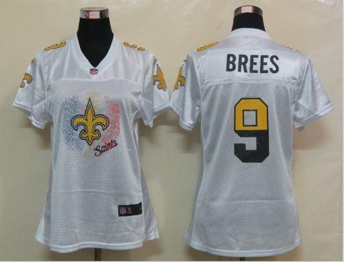 Saints #9 Drew Brees White Women's Fem Fan Game Jersey