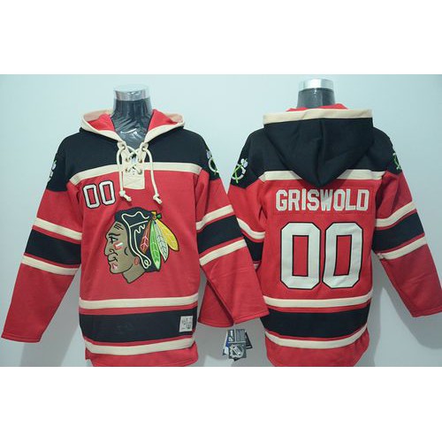 Chicago Blackhawks #00 Clark Griswold Red Sawyer Hooded Sweatshirt Stitched Jersey Men's