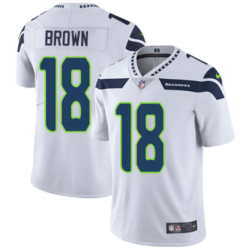 Seattle Seahawks #18 Jaron Brown White Men's Stitched Vapor Untouchable Limited Jersey Men's