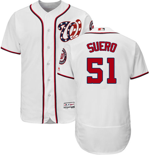 Washington Nationals #51 Wander Suero White Flexbase Authentic Collection Stitched Jersey Men's