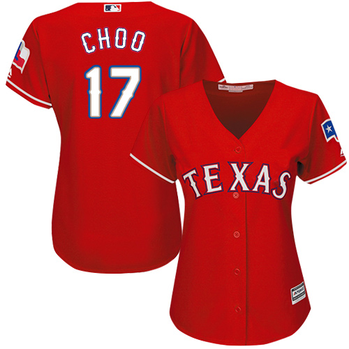 Texas Rangers #17 Shin-Soo Choo Red Alternate Women's Stitched Jersey Womens