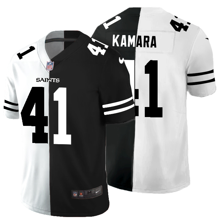 New Orleans Saints #41 Alvin Kamara Men's Black V White Peace Split Vapor Untouchable Limited Jersey