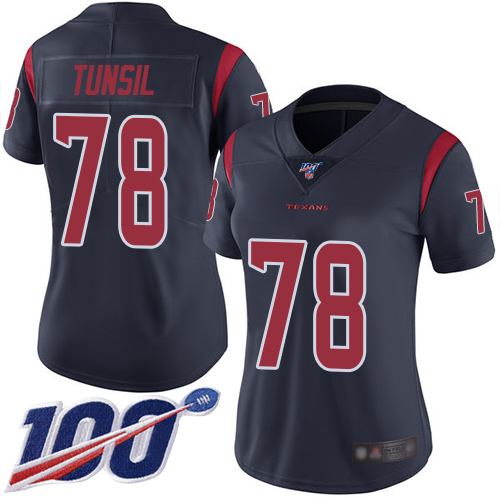 Houston Texans #78 Laremy Tunsil Navy Blue Women's Stitched Limited Rush 100th Season Jersey Womens