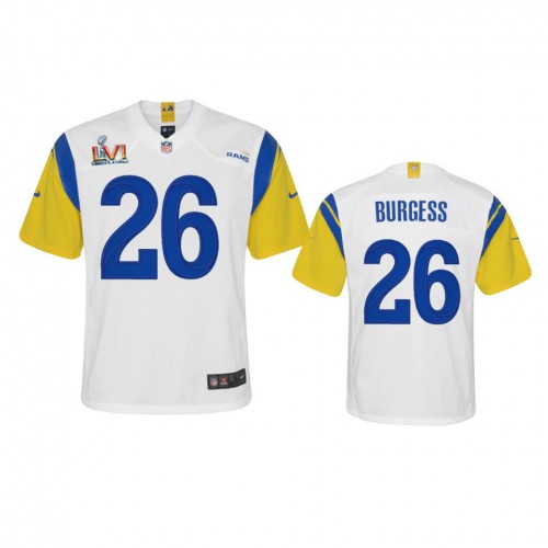 Los Angeles Los Angeles Rams #26 Terrell Burgess Youth Super Bowl LVI Patch Alternate Game Jersey - White Youth