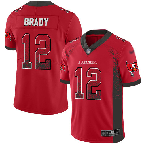 Buccaneers #12 Tom Brady Red Team Color Men's Stitched Limited Rush Drift Fashion Jersey