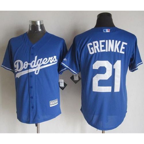 Los Angeles Dodgers #21 Zack Greinke Blue New Cool Base Stitched Jersey Men's