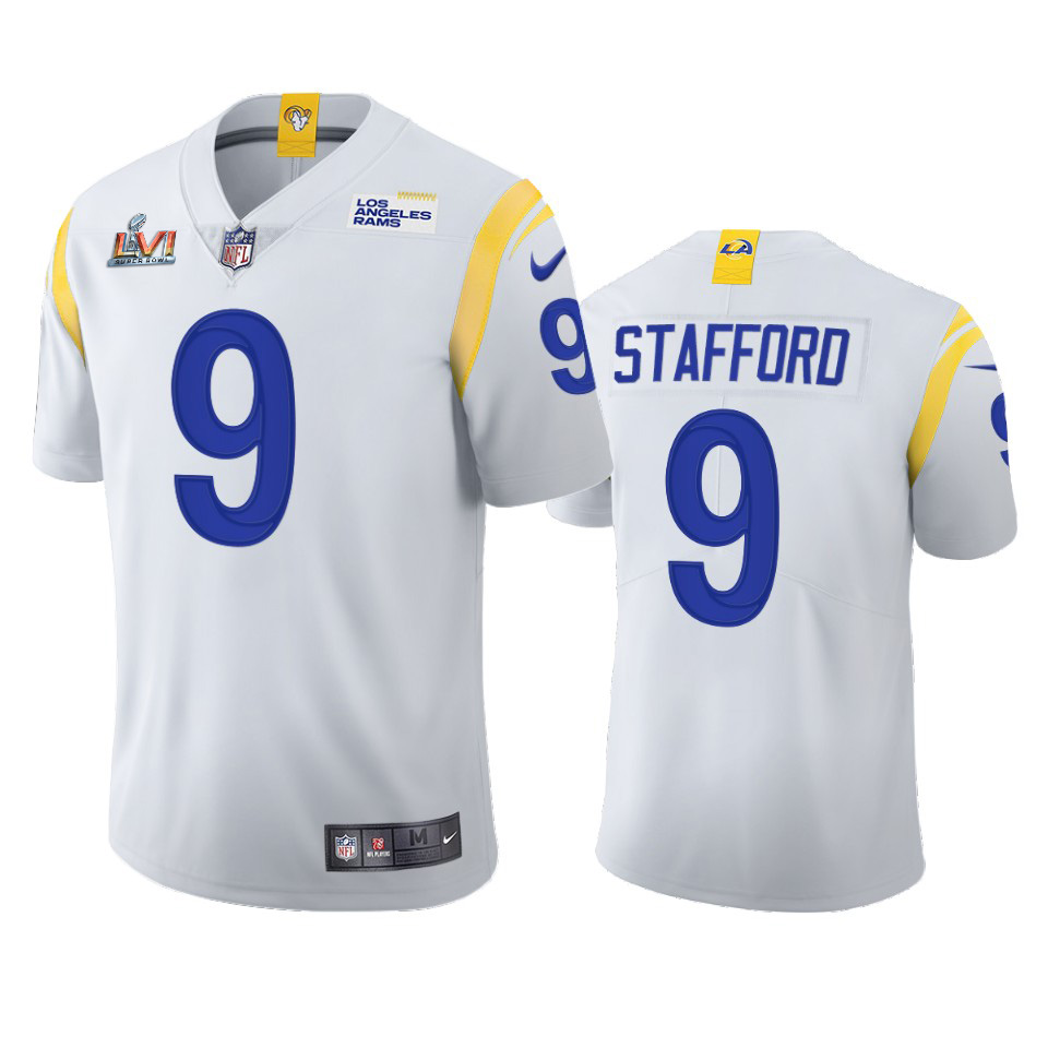 Los Angeles Rams #9 Matthew Stafford Men's Super Bowl LVI Patch 2021 Vapor Limited Jersey - White