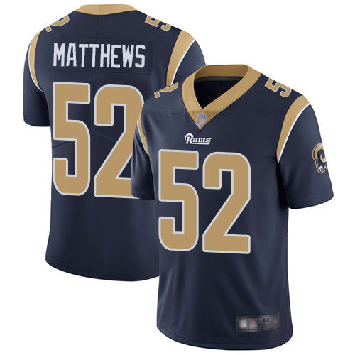 Los Angeles Rams #52 Clay Matthews Navy Blue Team Color Youth Stitched Vapor Untouchable Limited Jersey Youth