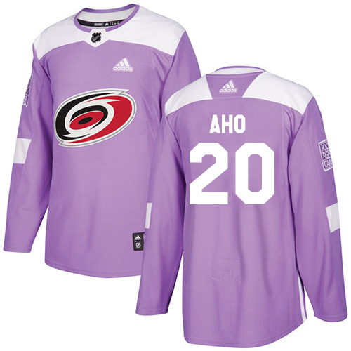 Adidas Carolina Hurricanes #20 Sebastian Aho Purple Authentic Fights Cancer Stitched Youth Jersey Youth