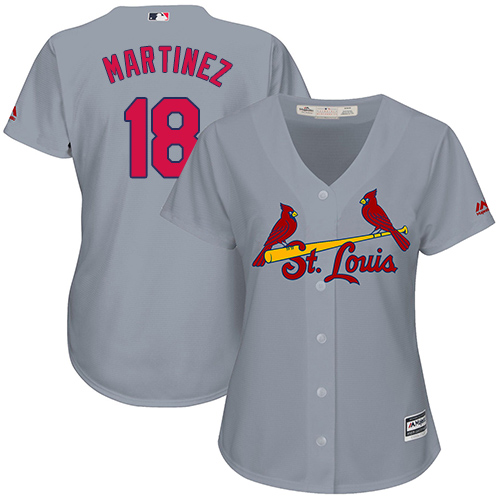 St.Louis Cardinals #18 Carlos Martinez Grey Road Women's Stitched Jersey Womens