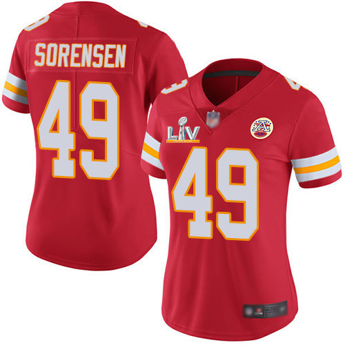 Kansas City Chiefs #49 Daniel Sorensen Red Team Color Women's Super Bowl LV Bound Stitched Vapor Untouchable Limited Jersey Womens
