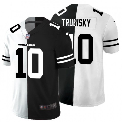 Chicago Chicago Bears #10 Mitchell Trubisky Men's Black V White Peace Split Vapor Untouchable Limited Jersey Men's