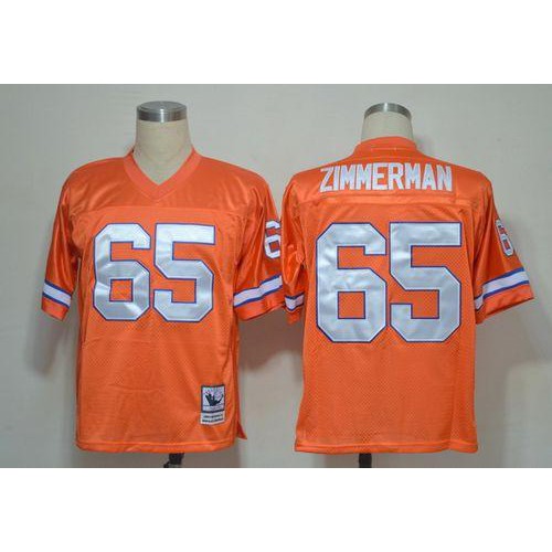 Mitchell And Ness Denver Broncos #65 Gary Zimmerman Orange Stitched Throwback Jersey Men's