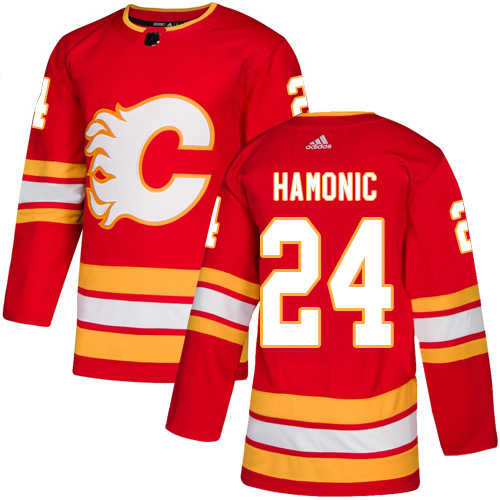 Adidas Calgary Flames #24 Travis Hamonic Red Alternate Authentic Stitched Jersey Men's