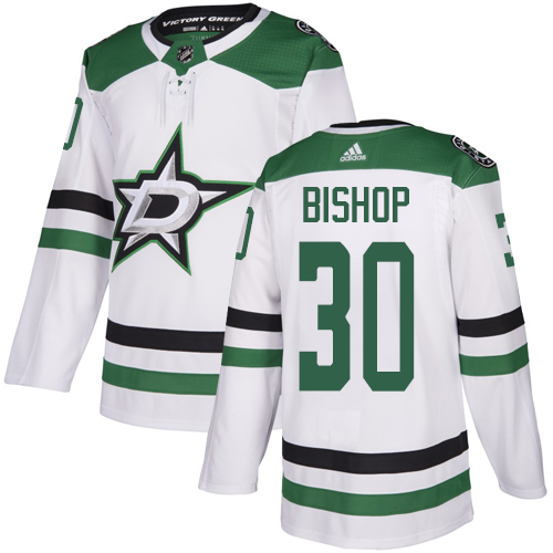 Adidas Dallas Stars #30 Ben Bishop White Road Authentic Stitched Jersey Men's