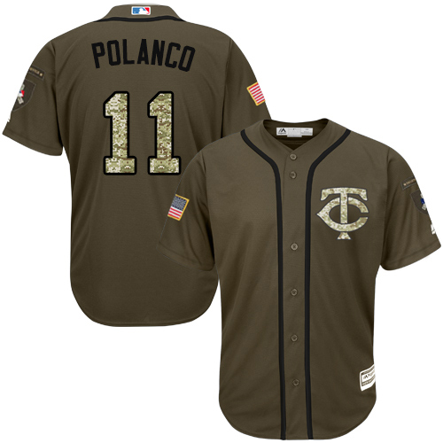 Minnesota Twins #11 Jorge Polanco Green Salute to Service Stitched Youth Jersey Youth