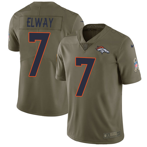 Broncos #7 John Elway Olive Men's Stitched Limited 2017 Salute To Service Jersey