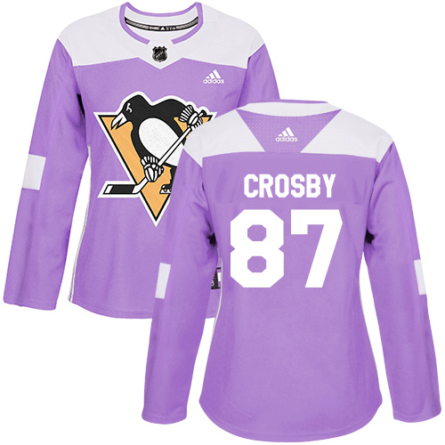Adidas Pittsburgh Penguins #87 Sidney Crosby Purple Authentic Fights Cancer Women's Stitched Jersey Womens