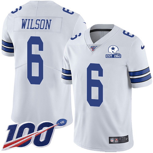 Cowboys #6 Donovan Wilson White Men's Stitched With Established In 1960 Patch 100th Season Vapor Untouchable Limited Jersey