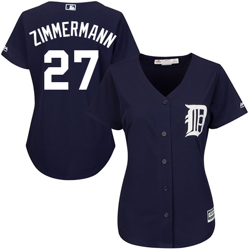 Detroit Tigers #27 Jordan Zimmermann Navy Blue Alternate Women's Stitched Jersey Womens