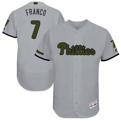 Philadelphia Phillies #7 Maikel Franco Grey Flexbase Authentic Collection Memorial Day Stitched Jersey Men's