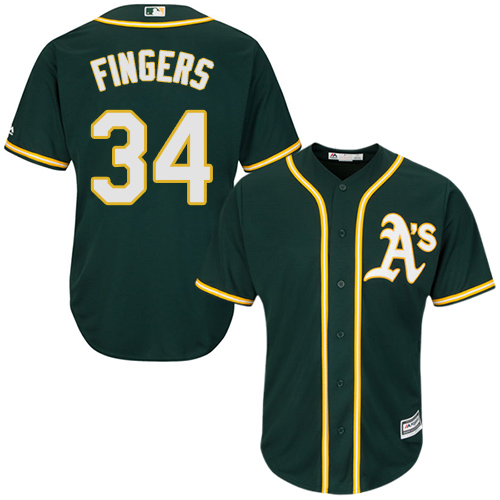 Oakland Athletics #34 Rollie Fingers Green Cool Base Stitched Youth Jersey Youth