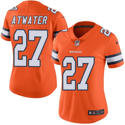 Denver Broncos #27 Steve Atwater Orange Women's Stitched Limited Rush Jersey Womens