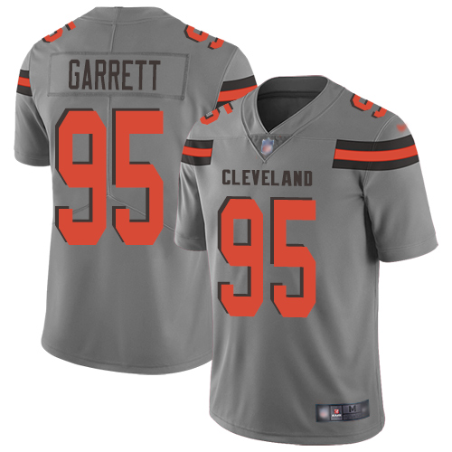 Browns #95 Myles Garrett Gray Men's Stitched Limited Inverted Legend Jersey