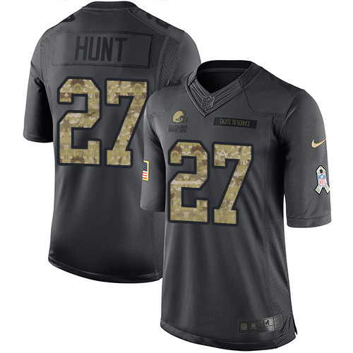 Cleveland Browns #27 Kareem Hunt Black Men's Stitched Limited 2016 Salute to Service Jersey Men's