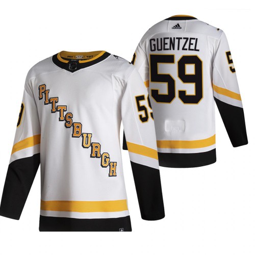 Pittsburgh Pittsburgh Penguins #59 Jake Guentzel White Men's Adidas 2020-21 Reverse Retro Alternate Jersey Men's