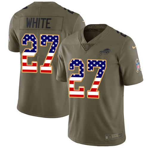 Bills #27 Tre'Davious White Olive/USA Flag Men's Stitched Limited 2017 Salute To Service Jersey
