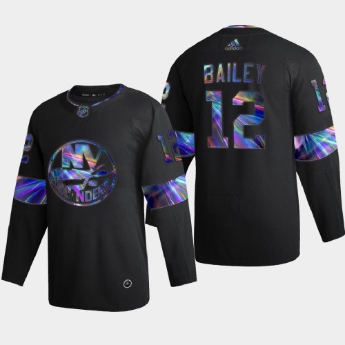 New York New York Islanders #12 Josh Bailey Men's Iridescent Holographic Collection Jersey - Black Men's