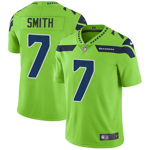 Seahawks #7 Geno Smith Green Men's Stitched Limited Rush Jersey
