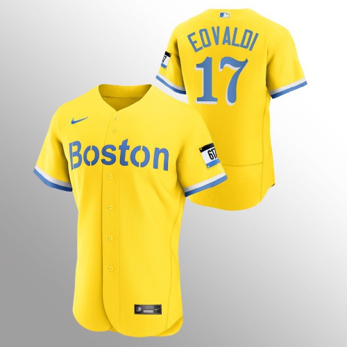 Boston Boston Red Sox #17 Nathan Eovaldi Men's 2021 City Connect Gold Authentic Jersey Men's