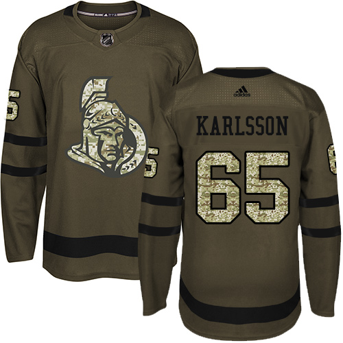 Adidas Ottawa Senators #65 Erik Karlsson Green Salute to Service Stitched Youth Jersey Youth