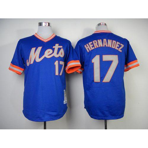 Mitchell and Ness 1983 New York Mets #17 Keith Hernandez Blue Throwback Stitched Jersey Men's