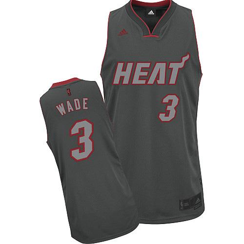 Miami Heat #3 Dwyane Wade Grey Graystone Fashion Stitched Jersey Mens