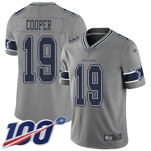 Dallas Cowboys #19 Amari Cooper Gray Men's Stitched Limited Inverted Legend 100th Season Jersey Men's