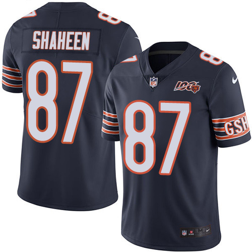 Chicago Bears #87 Adam Shaheen Navy Blue Team Color Men's 100th Season Stitched Vapor Untouchable Limited Jersey Men's