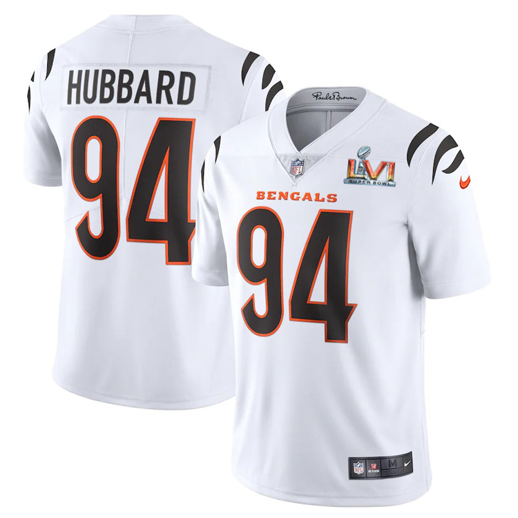 Cincinnati Bengals #94 Sam Hubbard White Super Bowl LVI Patch Youth Vapor Limited Jersey