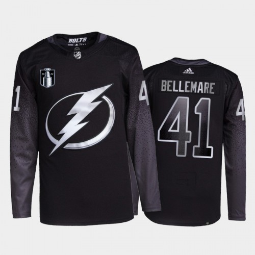 Adidas Tampa Bay Lightning #41 Pierre-Edouard Bellemare Men's 2022 Stanley Cup Final Patch Alternate Authentic Jersey - Black Men's