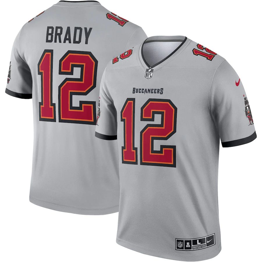 Tampa Bay Buccaneers #12 Tom Brady Men's Gray Inverted Legend Jersey