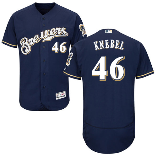 Milwaukee Brewers #46 Corey Knebel Navy Blue Flexbase Authentic Collection Stitched Jersey Men's