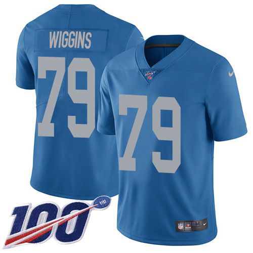 Detroit Lions #79 Kenny Wiggins Blue Throwback Youth Stitched 100th Season Vapor Untouchable Limited Jersey Youth